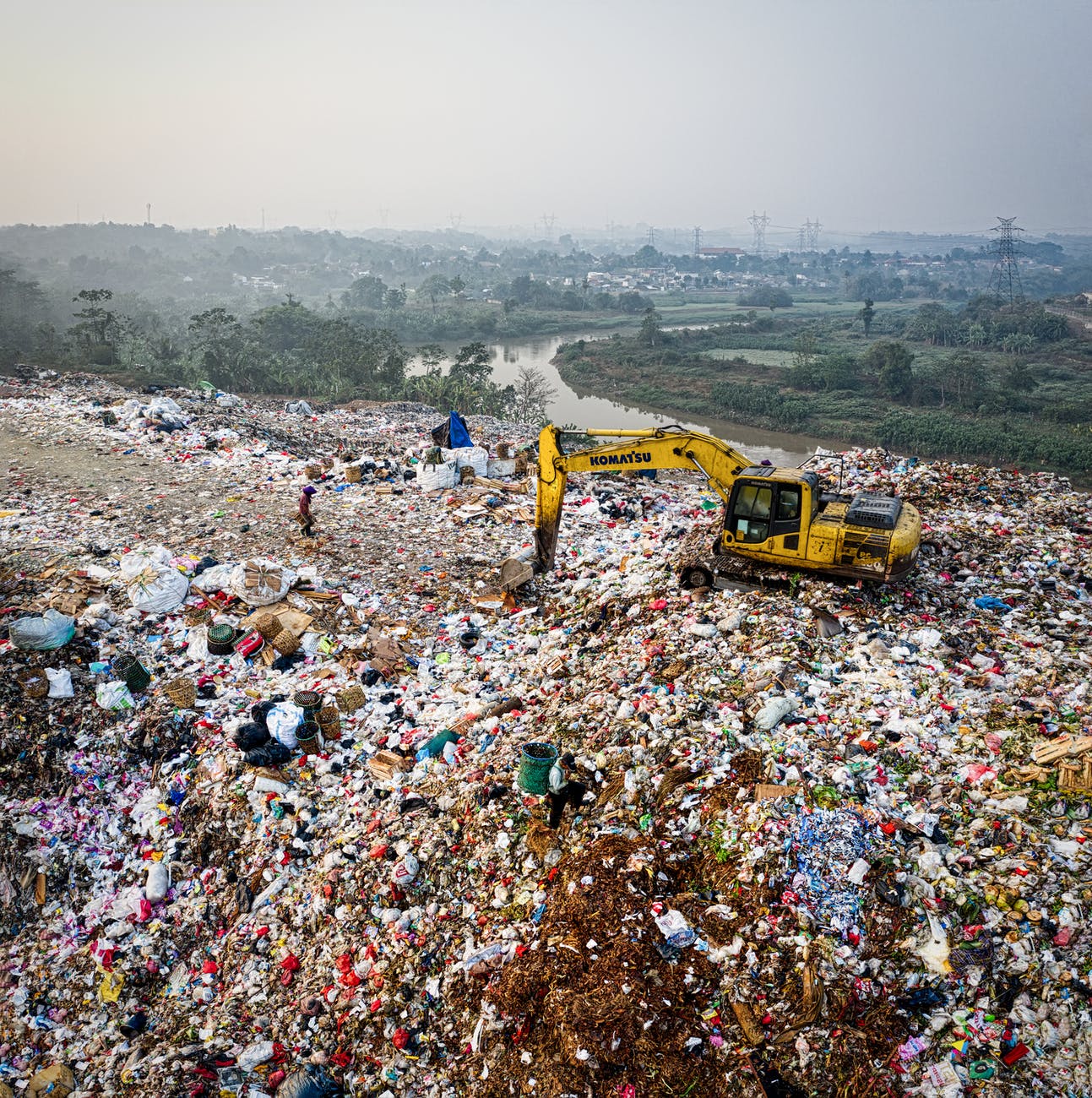 drone shot of dumpsite