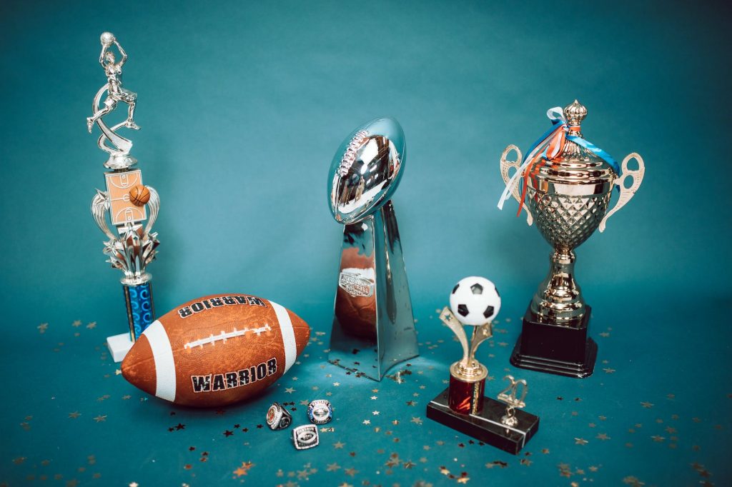 variety of sport trophies