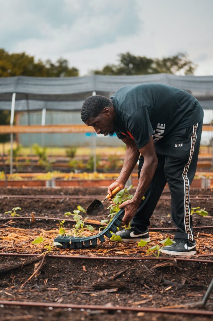 photo of a man working at a farm