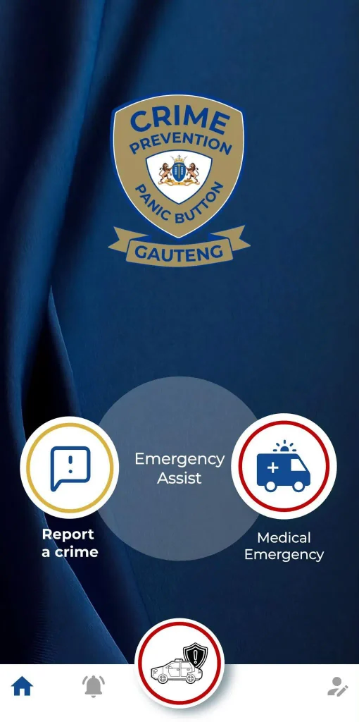 A screenshot of the Gauteng e-Panic Button app